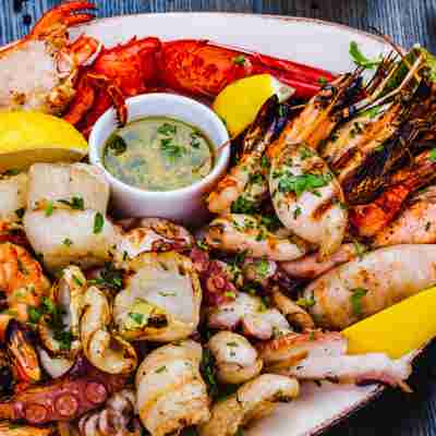 Grilled fish and seafood